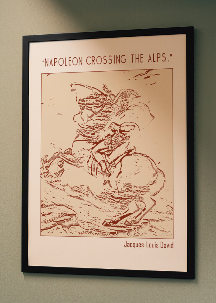 Line Art Minimalist – “Napoleon Crossing the Alps,” – Jacques Louis David