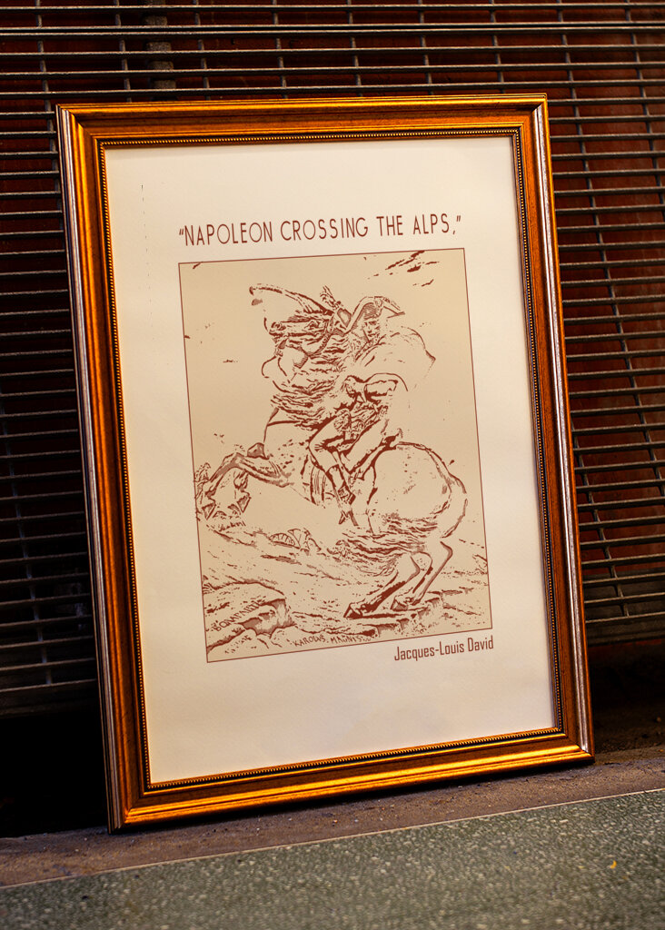 Line Art Minimalist – “Napoleon Crossing the Alps,” – Jacques Louis David