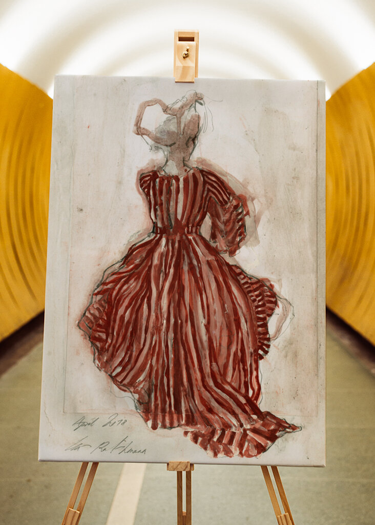 Woman In A Red Striped Dress