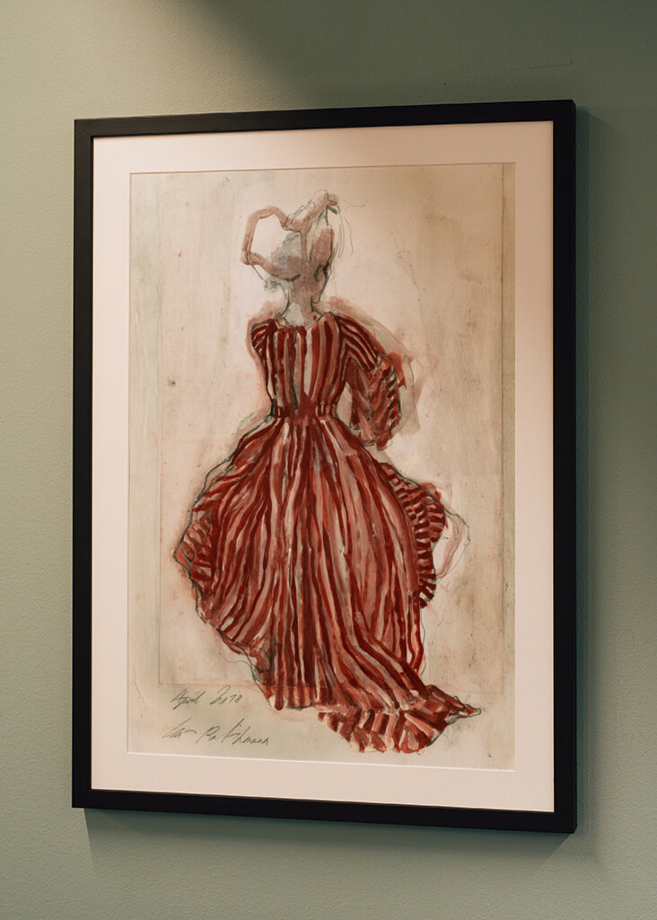 Woman In A Red Striped Dress