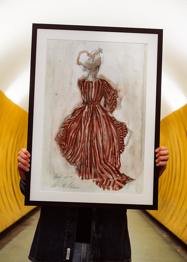 Woman In A Red Striped Dress