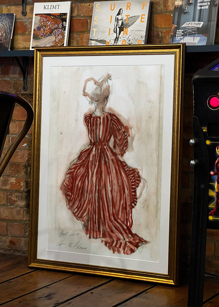 Woman In A Red Striped Dress