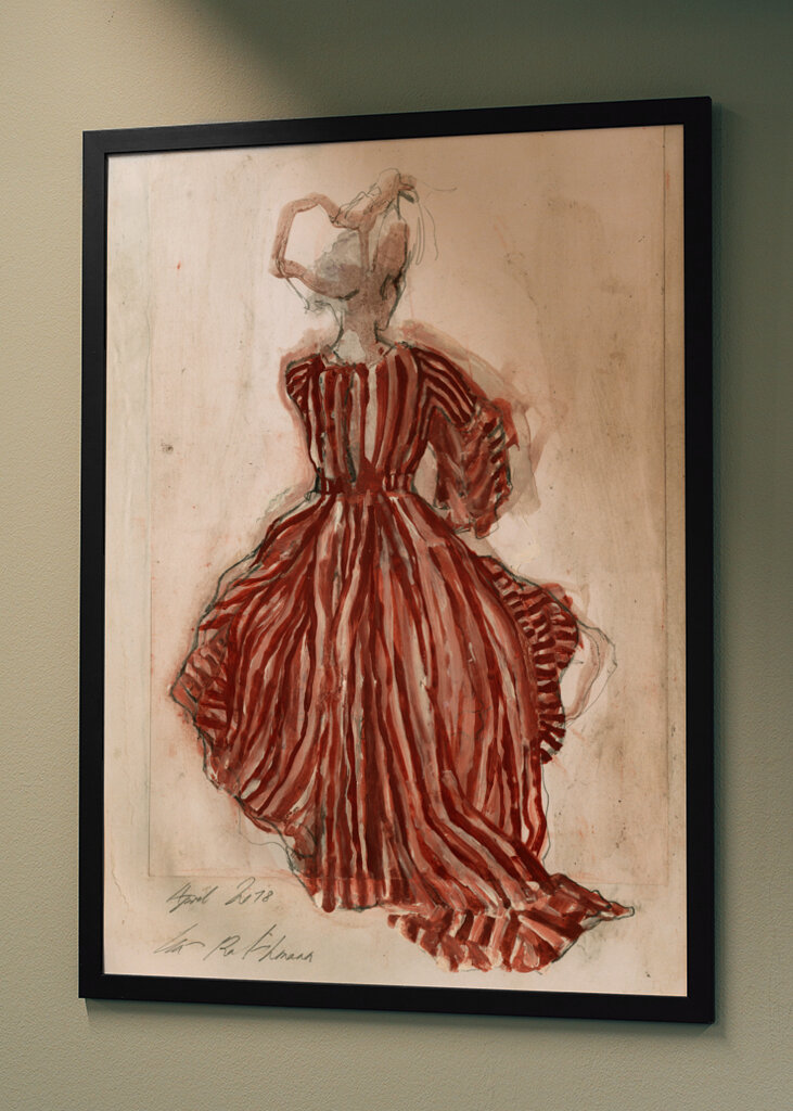 Woman In A Red Striped Dress