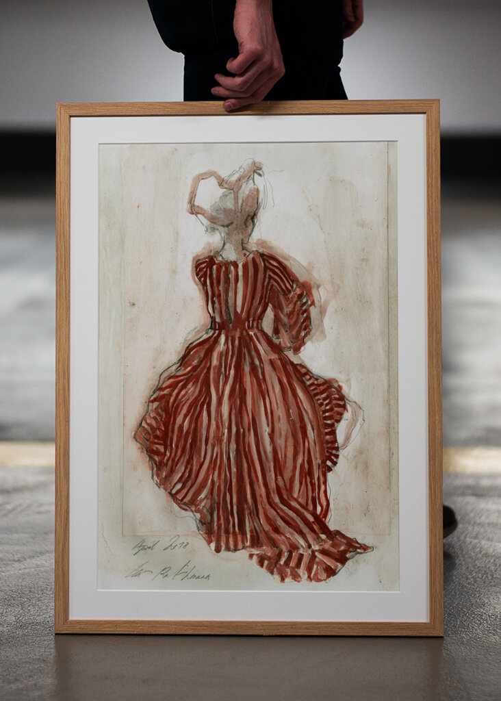 Woman In A Red Striped Dress