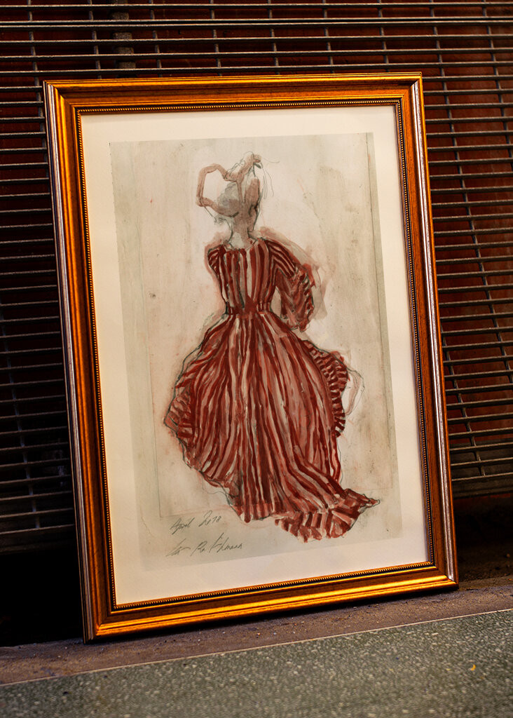 Woman In A Red Striped Dress