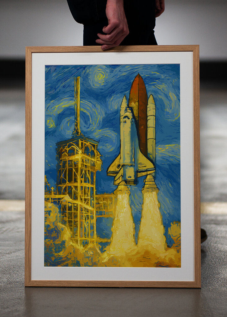 Rocket launch the starry night