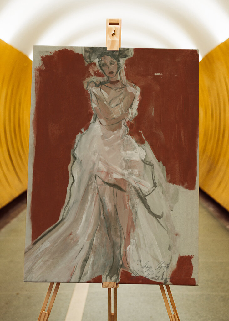 Stylish Woman in a Flowing White Dress