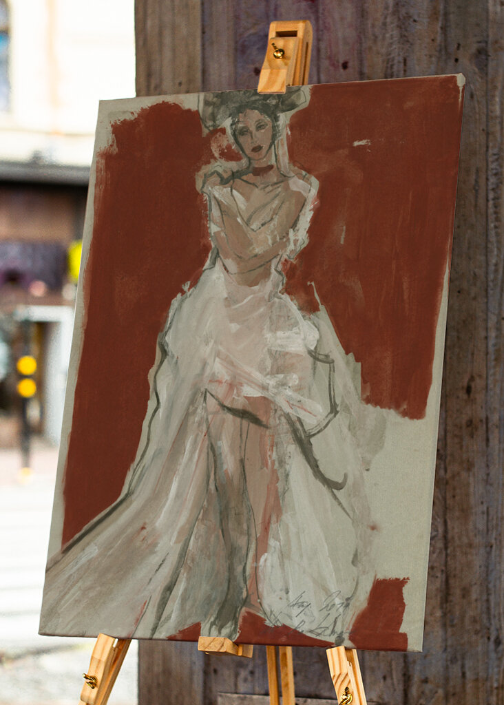 Stylish Woman in a Flowing White Dress