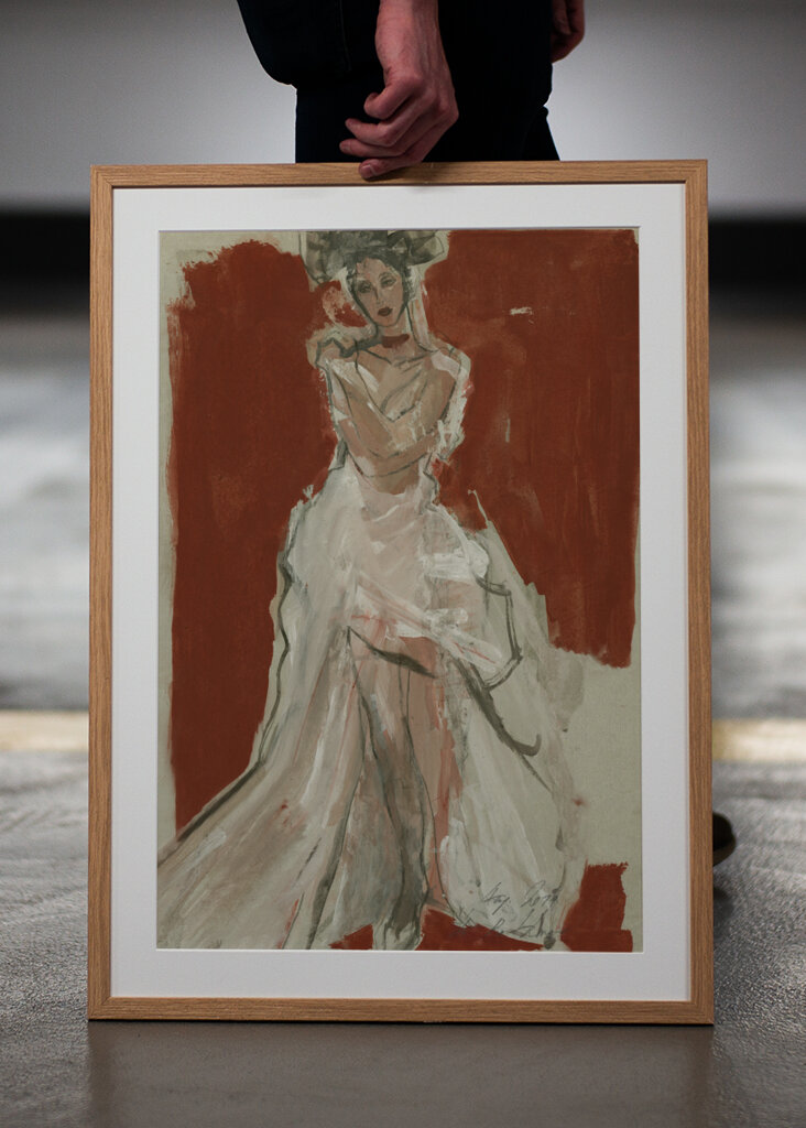 Stylish Woman in a Flowing White Dress