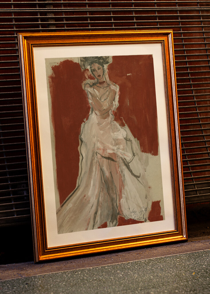 Stylish Woman in a Flowing White Dress