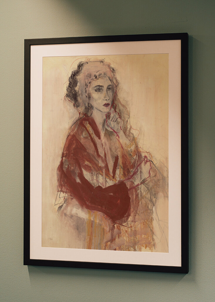 Contemplative Woman In Warm Red Tones