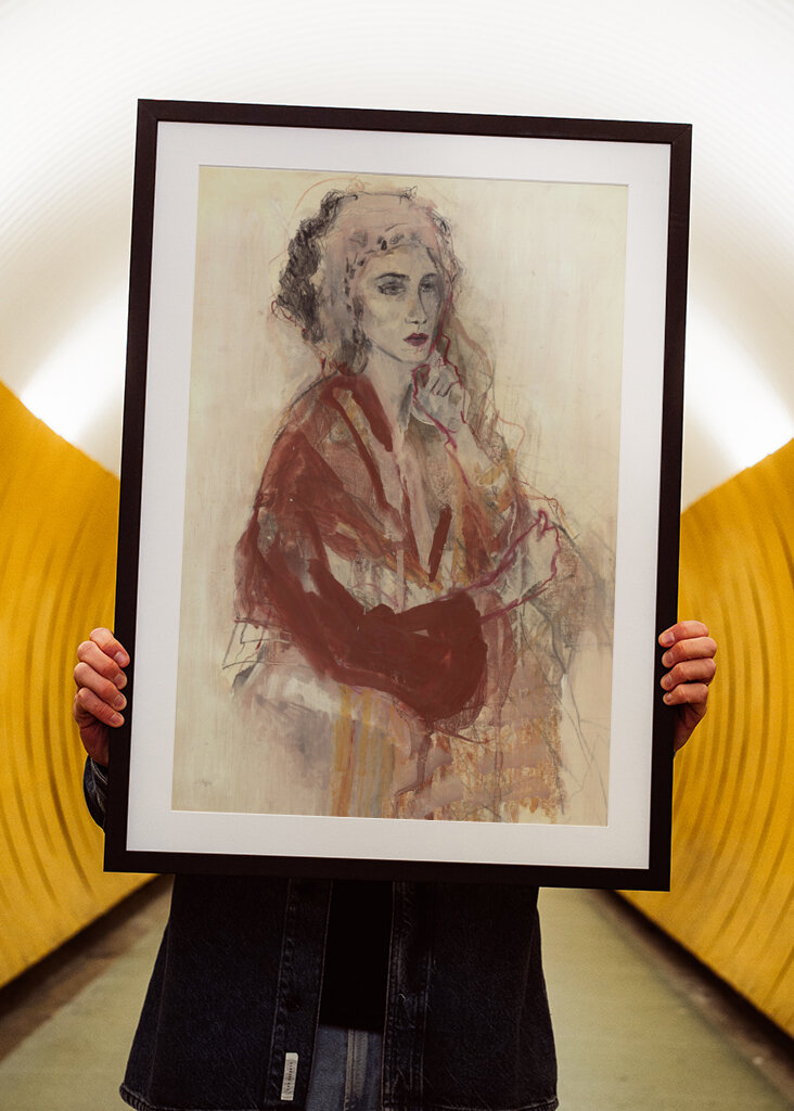 Contemplative Woman In Warm Red Tones