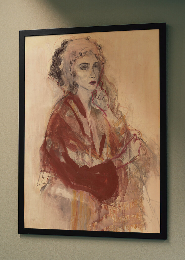 Contemplative Woman In Warm Red Tones