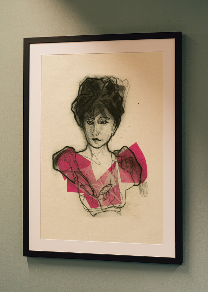 Pink Elegance with Woman Portrait