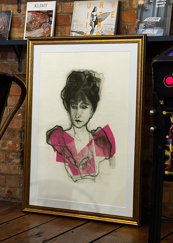 Pink Elegance with Woman Portrait