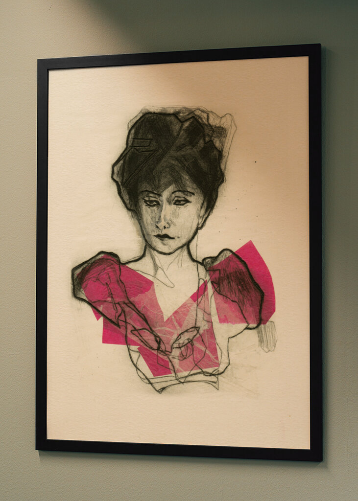 Pink Elegance with Woman Portrait