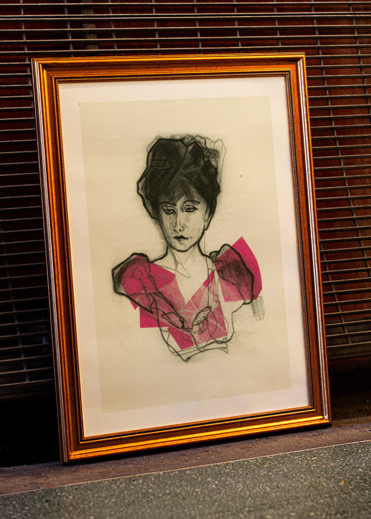 Pink Elegance with Woman Portrait