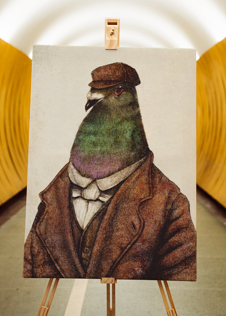 Pigeon Dressed In Vintage Attire