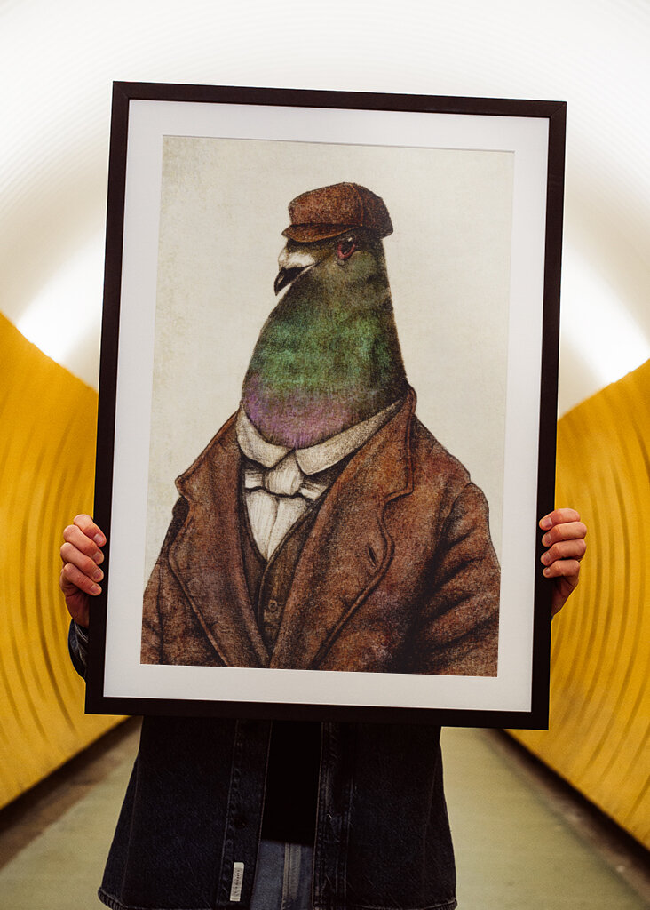 Pigeon Dressed In Vintage Attire