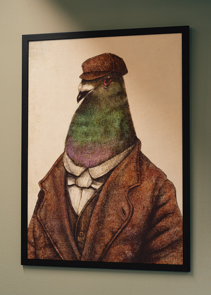 Pigeon Dressed In Vintage Attire