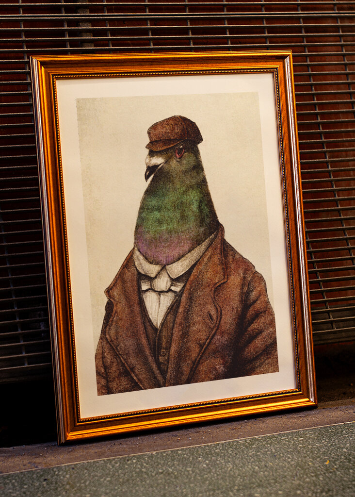 Pigeon Dressed In Vintage Attire