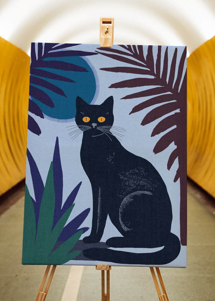 Black Cat with Yellow Eyes