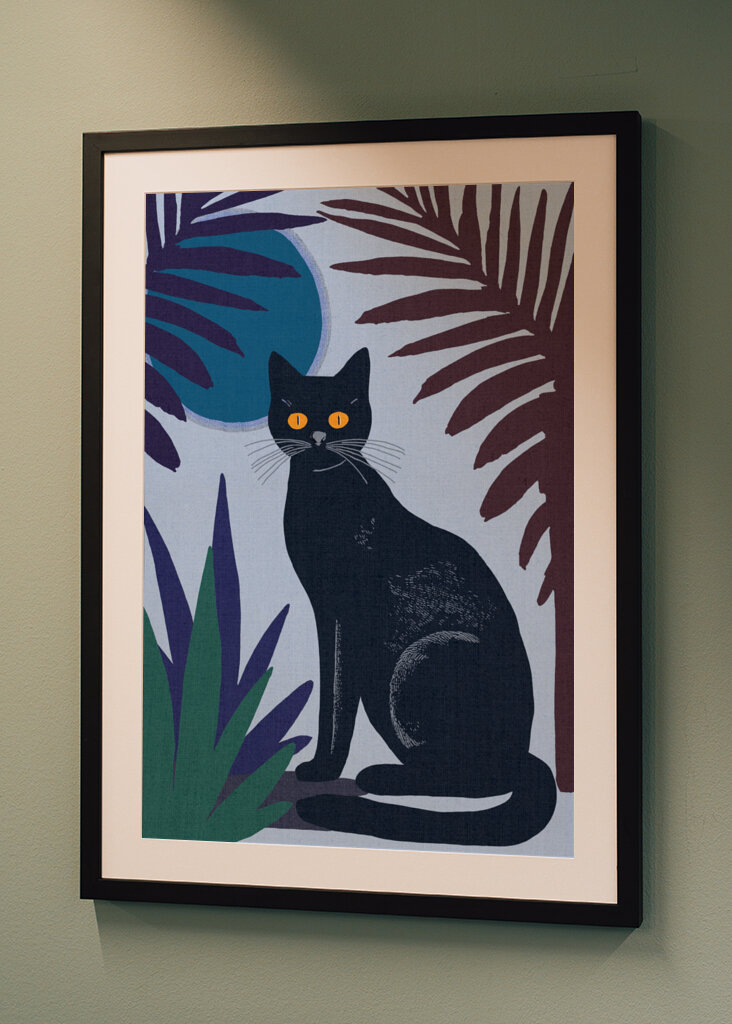 Black Cat with Yellow Eyes