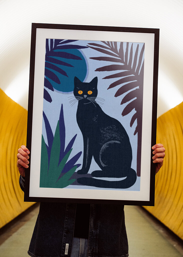 Black Cat with Yellow Eyes