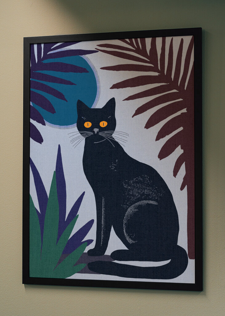 Black Cat with Yellow Eyes