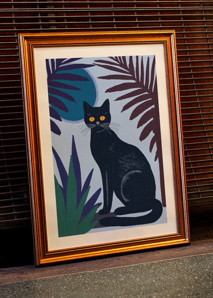 Black Cat with Yellow Eyes