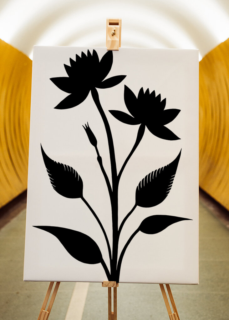 Two Prominent Flowers And Leaves