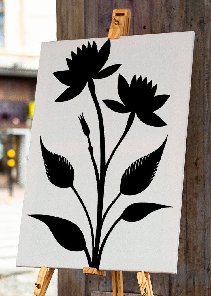 Two Prominent Flowers And Leaves