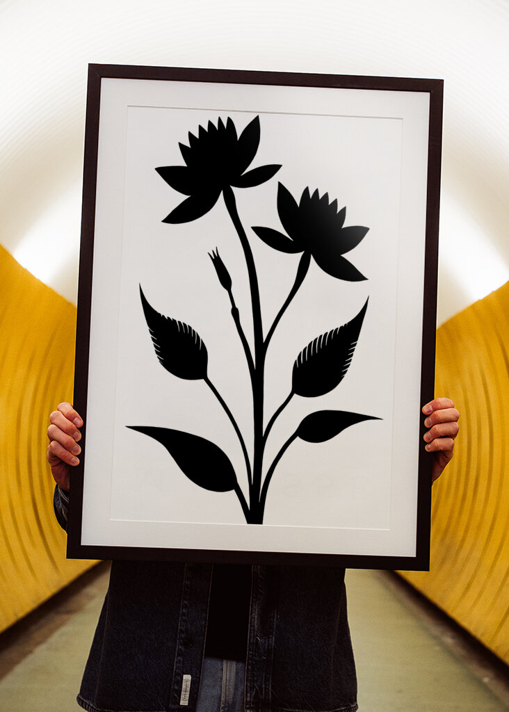 Two Prominent Flowers And Leaves