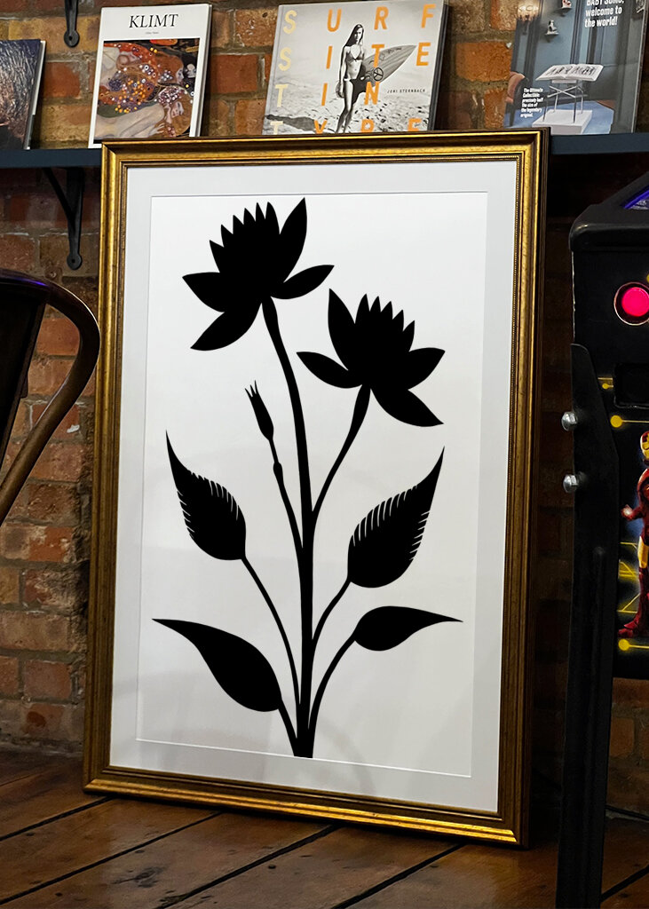 Two Prominent Flowers And Leaves