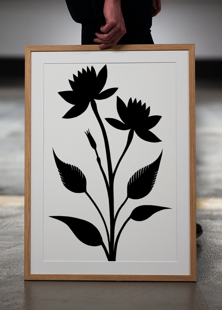 Two Prominent Flowers And Leaves