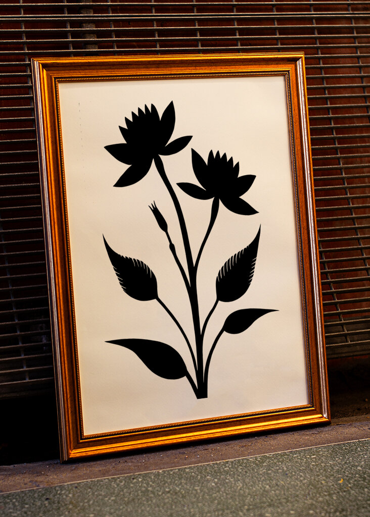 Two Prominent Flowers And Leaves