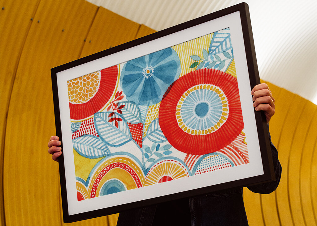 Geometric Shapes And Floral Patterns