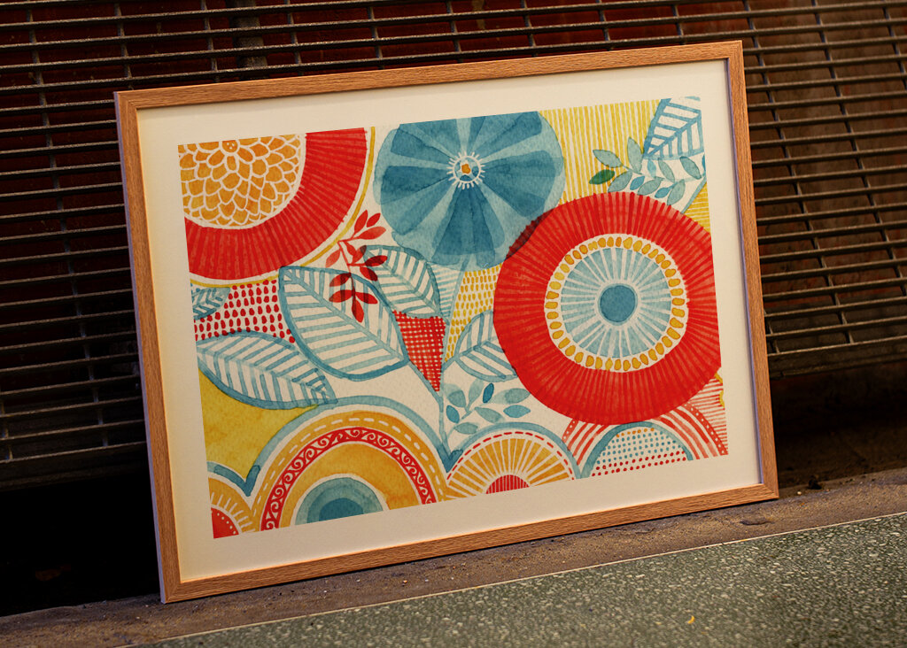 Geometric Shapes And Floral Patterns