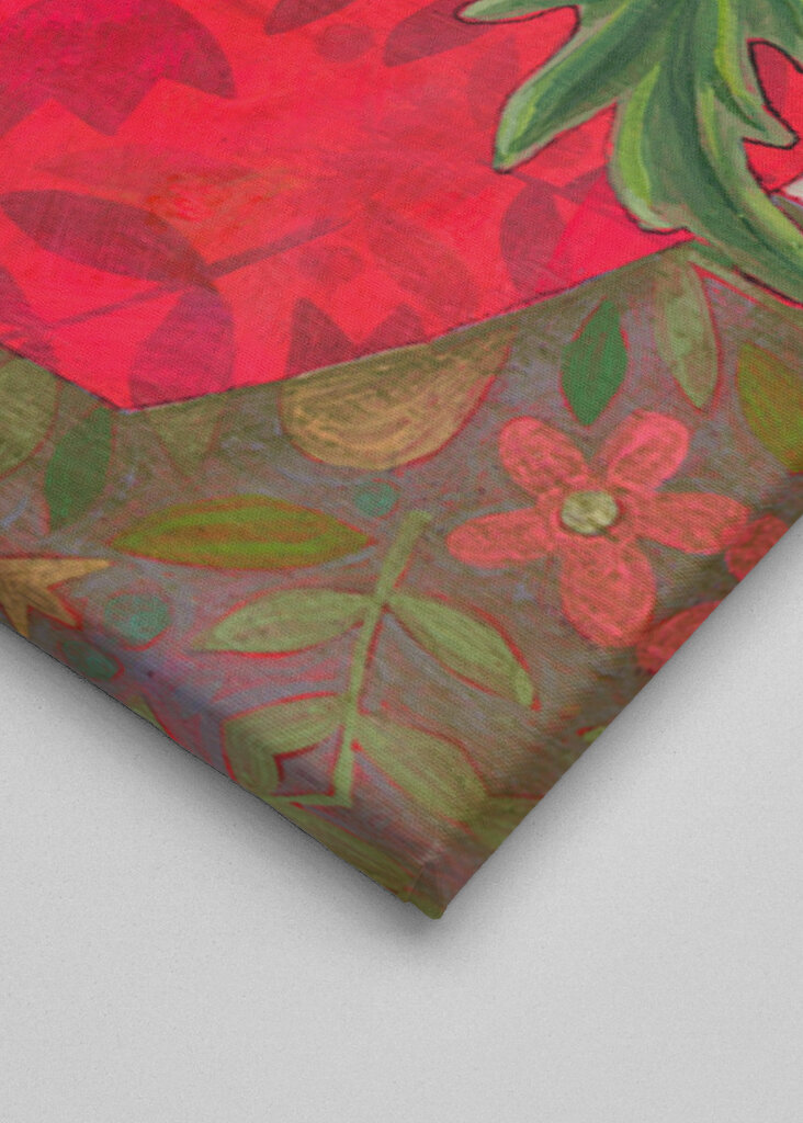 Colorful Poppies In A Red Vase