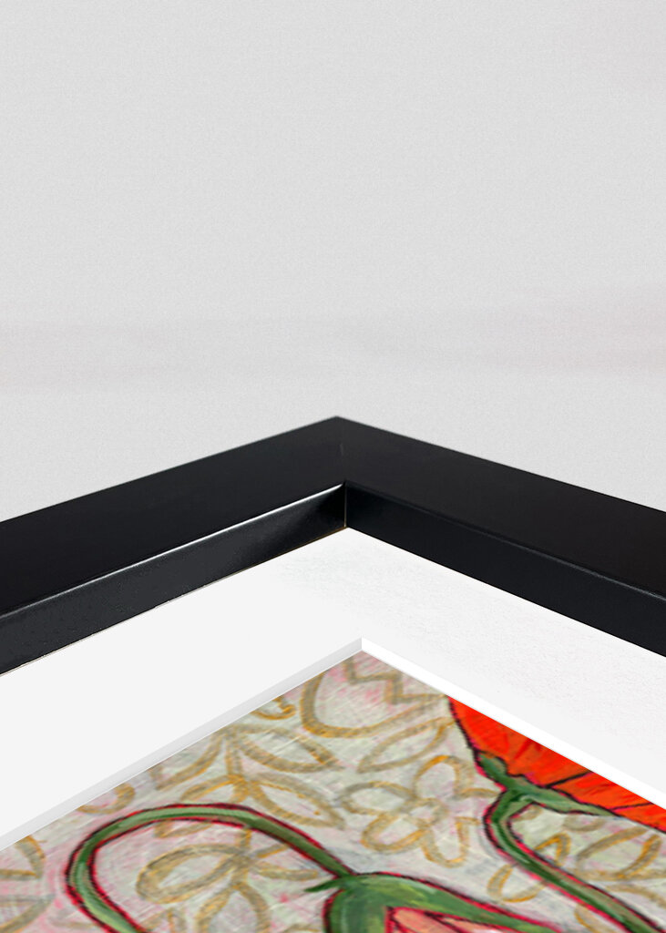 Colorful Poppies In A Red Vase