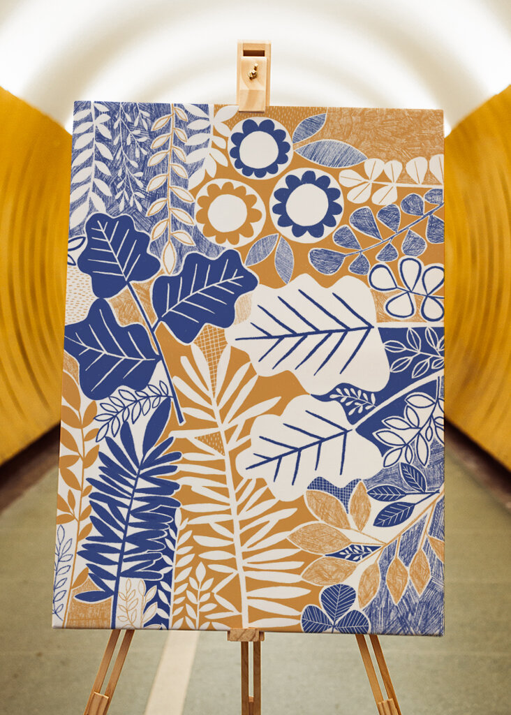 Modern Botanical  Mustard &amp; Cornflower