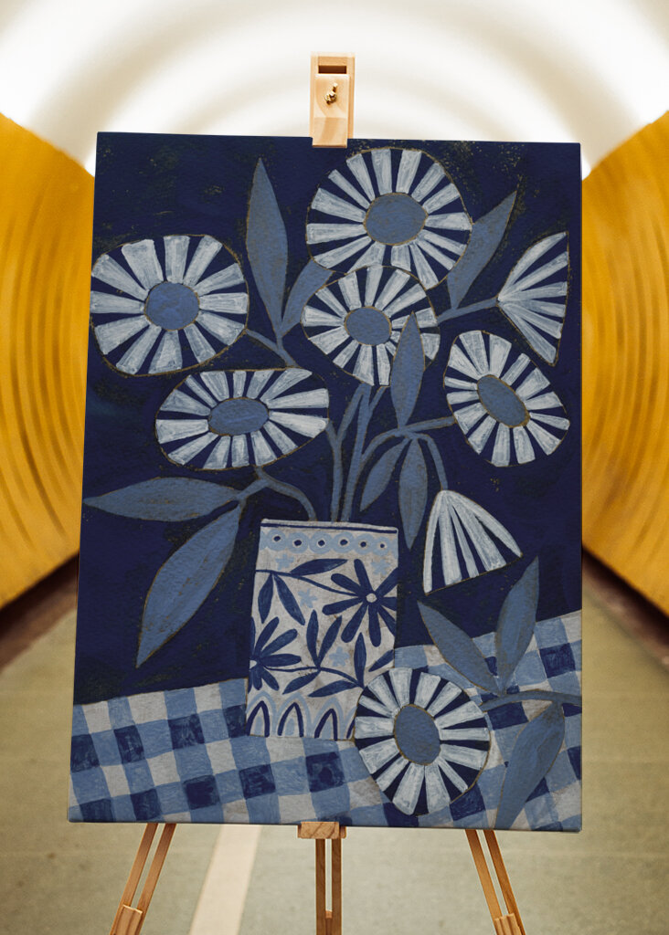 Stylized Flowers In A Decorative Vase