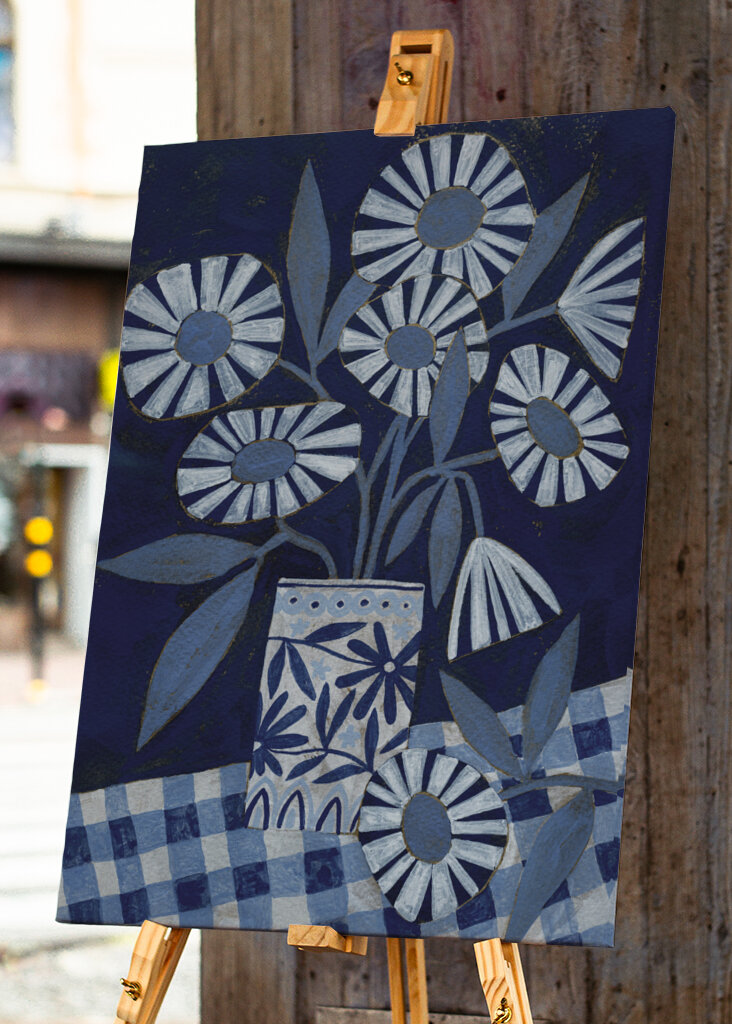 Stylized Flowers In A Decorative Vase