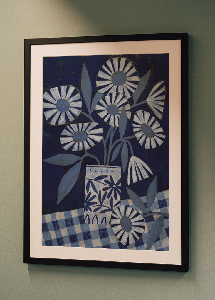 Stylized Flowers In A Decorative Vase