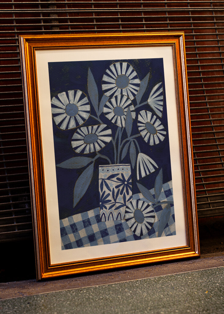 Stylized Flowers In A Decorative Vase