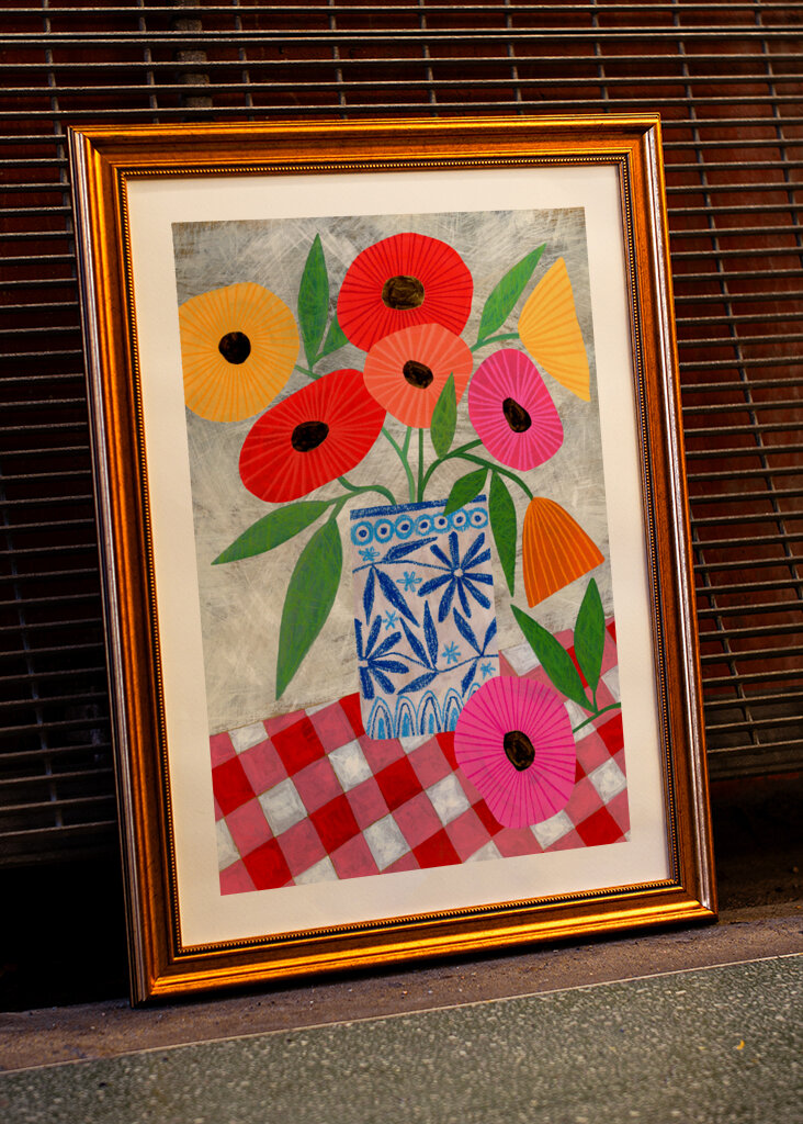 Poppies In A Patterned Vase
