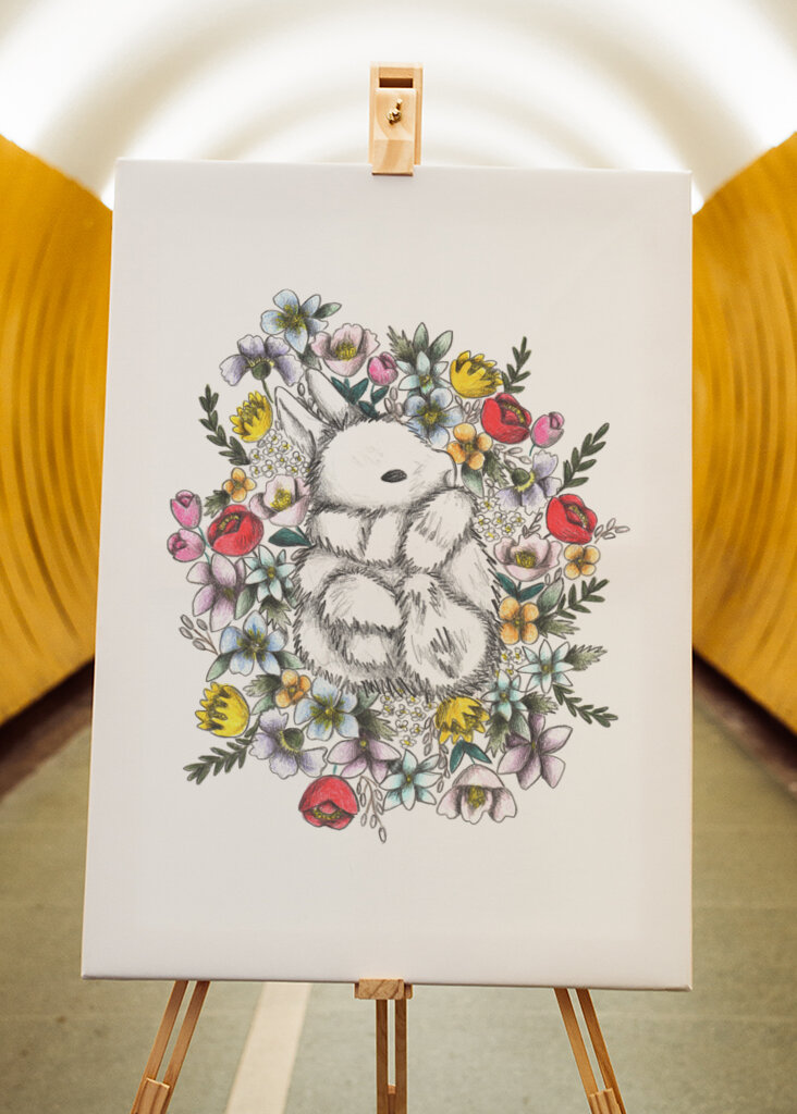 Bunny in the midst of Flowers