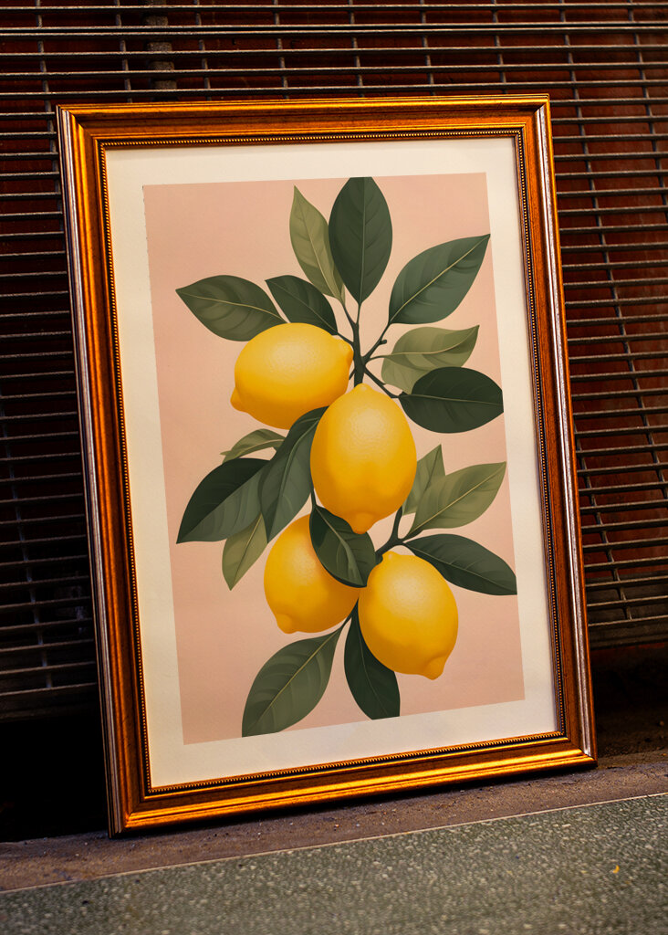 Golden Lemons On Green