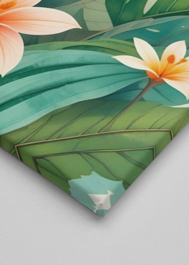 Tropical Leaves And Delicate Flowers