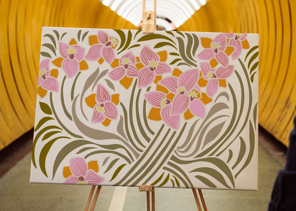 Orange and Pink Floral Pattern